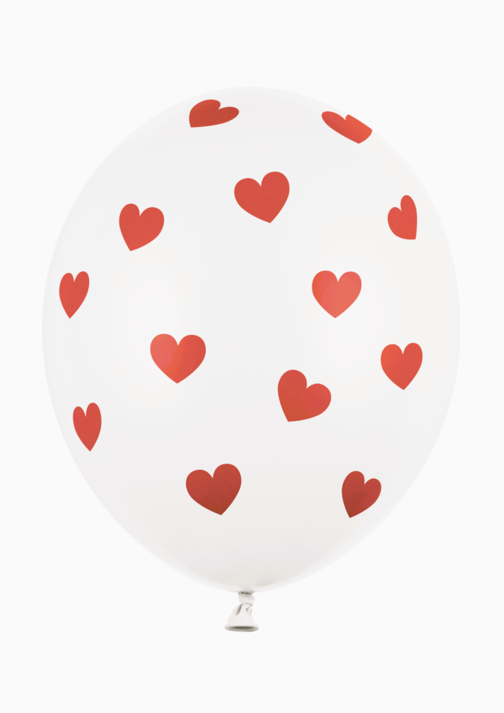 Biały balon w czerwone serduszka